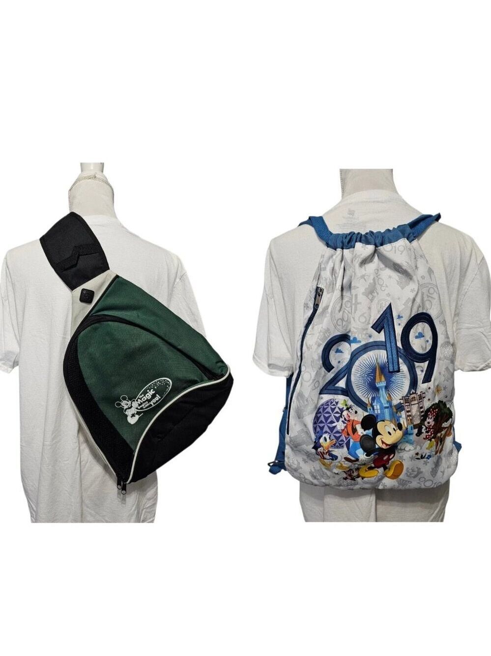 BUNDLE Disney Backpack Mickey Sling Bag & Parks Cinch Bag School Bag Gym Tote